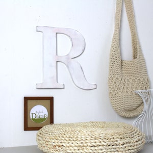 Gran carta de madera desgastada para colgar - letra gigante R - signo - carta personalizada - boda -mylittledecor - regalo de hombre