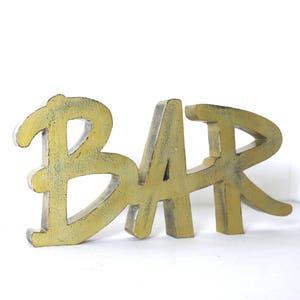 barra de palabras de madera patinada en oro - letras personalizadas - palabra gigante - letras de boda - letra para poner - mylittledecor
