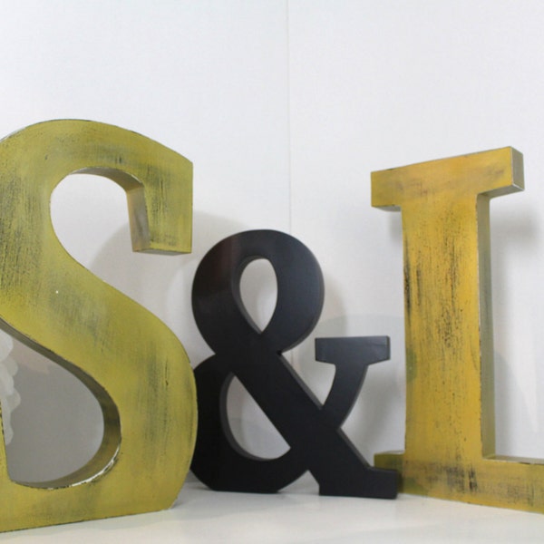 lettres à poser en bois  géantes style industriel or et noir pour mariage,crémaillère,décoration d'intérieur