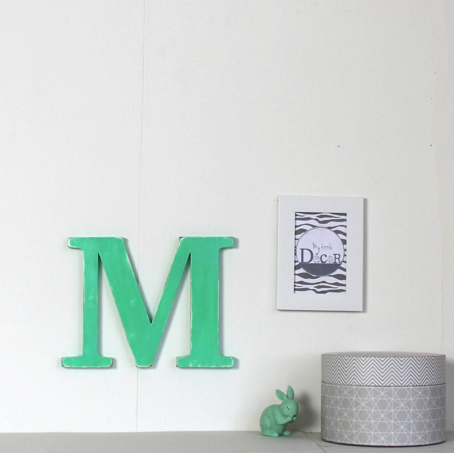 Wooden Letter M Letter M Custom Letter Green Letter M Etsy