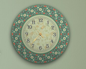 Ancient Beauty Unique art work Wall Clock, Acrylic Glass, silent non ticking battery operated, available in 4 sizes. Created by TIVA DESIGN