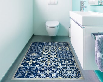 Large size Vinyl Floor Mat, Rug, Runner Tile Flooring. Royal Blue by  TIVA DESIGN
