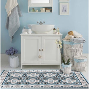 Vinyl large size Floor Mat, Rug, Runner Tile Flooring.  Lisbon by  TIVA DESIGN