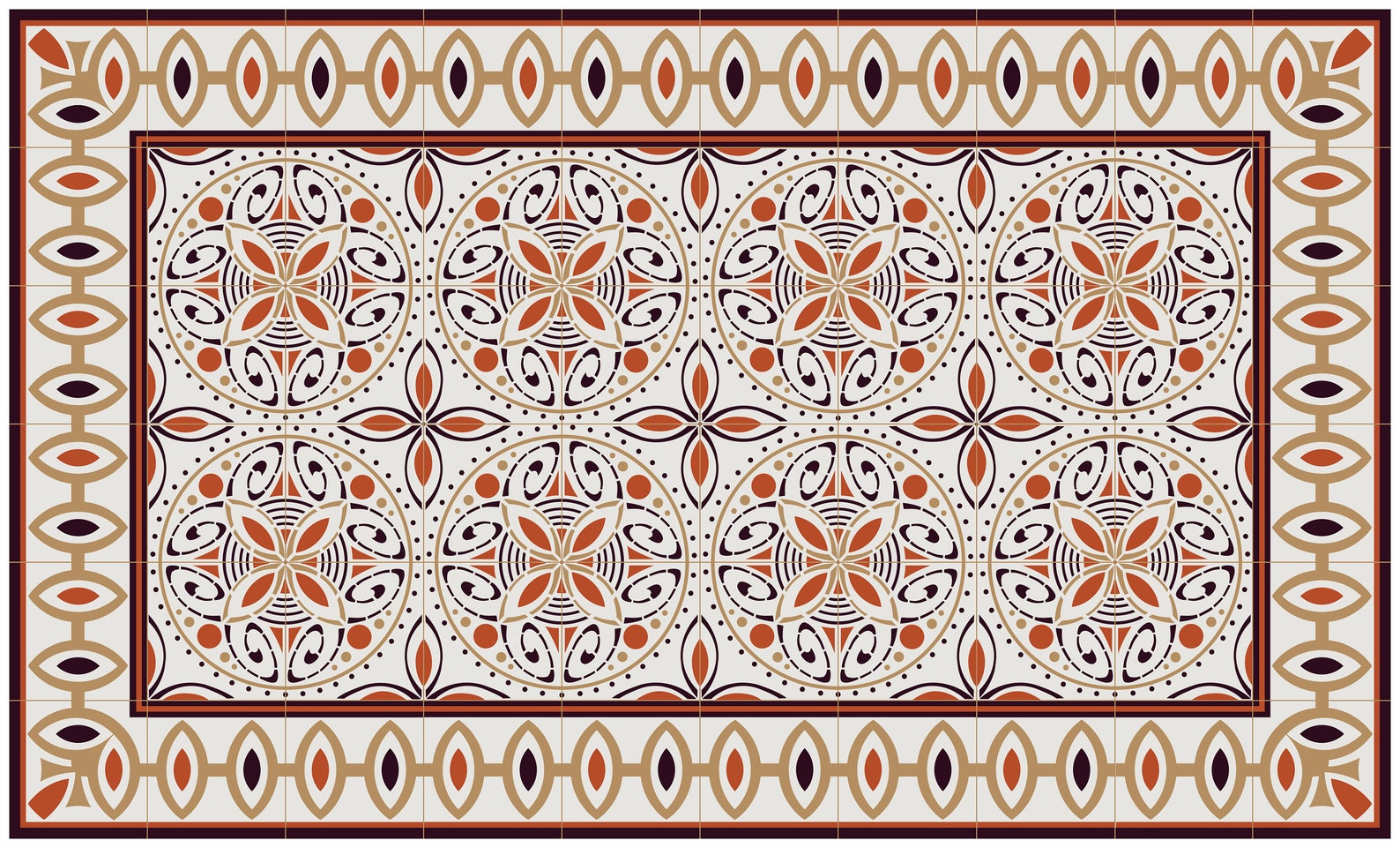 TIVA DESIGN Cinnamon Vinyl Floor Mat, Decorative Linoleum PVC Rug