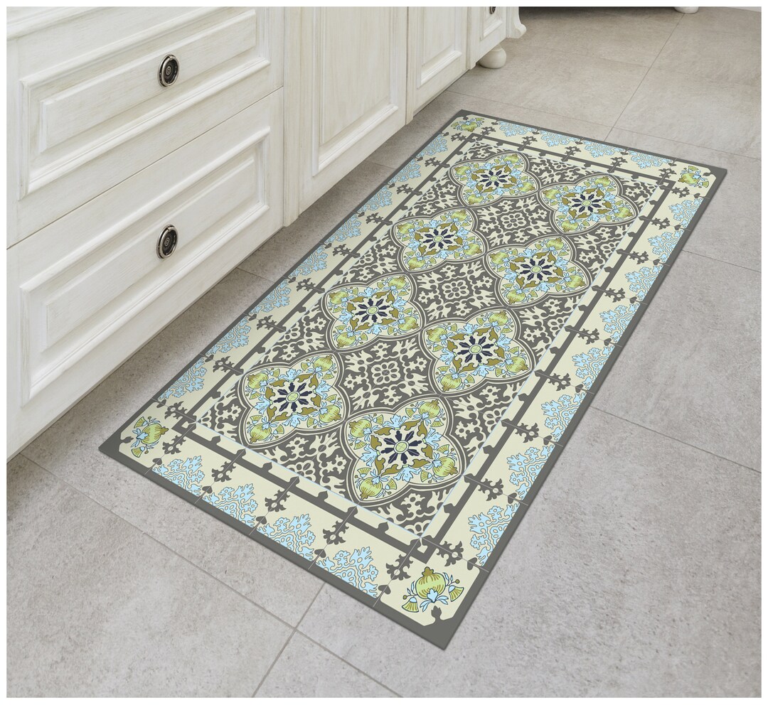 TIVA DESIGN Victoria Vinyl Floor Mat, Decorative Linoleum PVC Rug