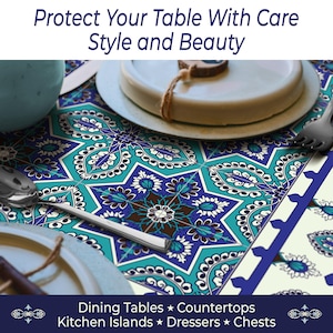 Heat Resistant Vinyl Table Runner Trivet, " Eastern Star" by TIVA DESIGN