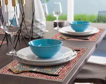 Barcelona Red Placemats, Heat Resistant Table Decor, Set of 4