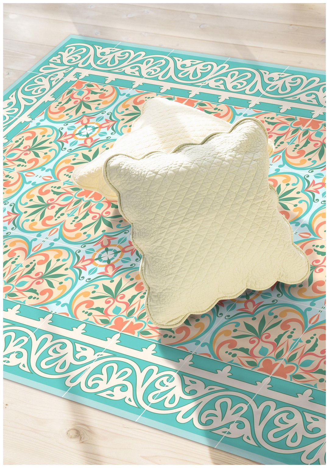 Vinyl Large Size Floor Mat, Runner, Rug Italian Garden by TIVA DESIGN