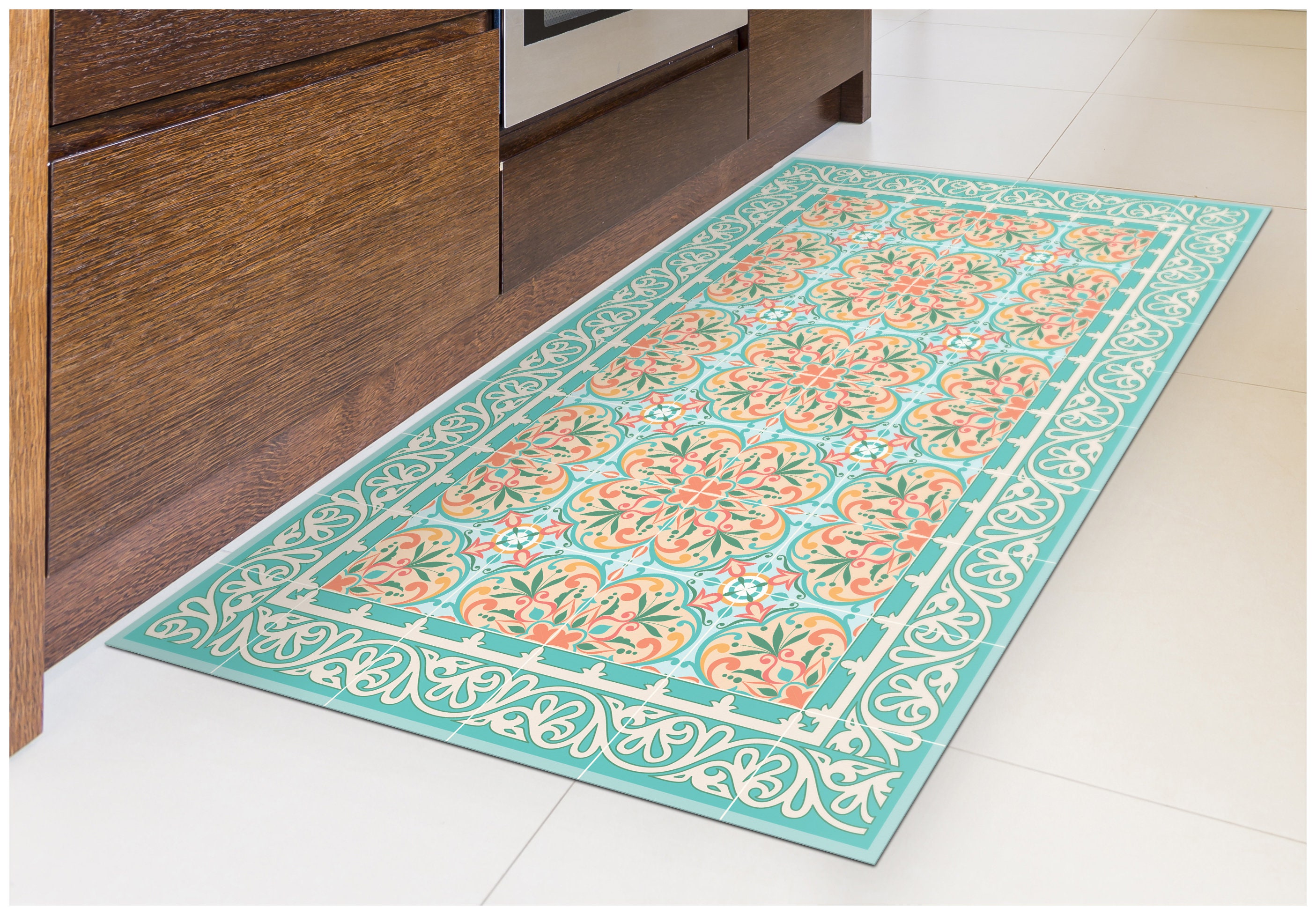 Vinyl Large Size Floor Mat, Runner, Rug Italian Garden by TIVA DESIGN