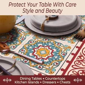Heat Resistant Vinyl Table Runner Trivet, " Barcelona Red" by TIVA DESIGN