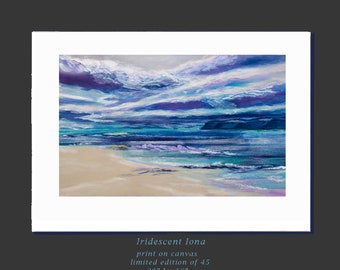 Iona limited edition giclee print, North End beach, blue modern living room wall art decor, Valentines gift for Wife