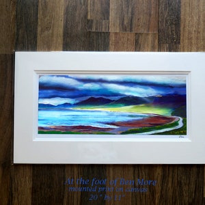 Mountain Scotland, giclee print canvas, Mull art, Loch na Keal, Ben More Mull, Wanderlust gift, travel gift, Father gift, blue wall art