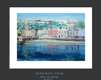 Tobermory Clock giclee print, Isle of Mull art print on canvas