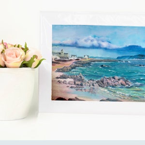 Iona Abbey fine art print, blue coastal wall art, scottish living room wall art decor image 2