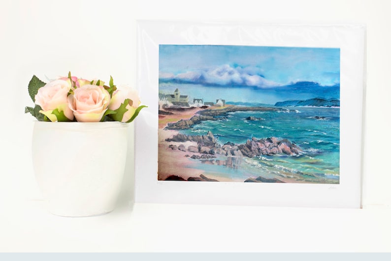 Iona Abbey fine art print, blue coastal wall art, scottish living room wall art decor image 2