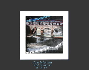 Glasgow Wall Art, Canvas Print of the bridge on the River Clyde in Glasgow Scotland, Glasgow Art Print, Urban Art  by Aska on etsy uk shop