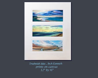 Set of 3 Island of Mull giclee prints, Loch na Keal - Inch Kenneth - Treshnish Isles prints