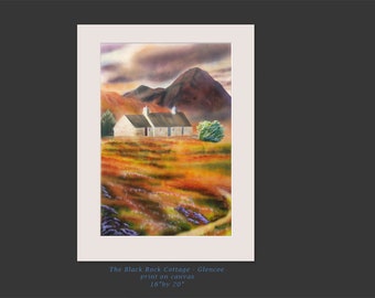 Glencoe art print, Scottish landscape wall art,"Black Rock Cottage" unframed fine art print by Aska