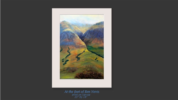 Mountain Scotland Father gift giclee print canvas blue wall art Loch na Keal Mull art Wanderlust gift Ben More Mull travel gift