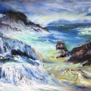 Väggkonst på canvas, Isle of Iona Seascape Giclee-tryck, Staffa, Treshnish Isles från North End of Iona, Skottland EtsyUK bild 2