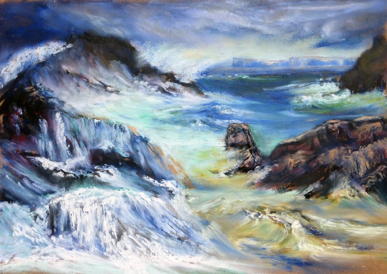 Väggkonst på canvas, Isle of Iona Seascape Giclee-tryck, Staffa, Treshnish Isles från North End of Iona, Skottland EtsyUK bild 2