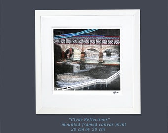 Framed Glasgow print of Clyde bridge,contemporary Scotland wall art, Father's Day print