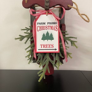 Christmas Country Sled Arrangement- with Tree Farm Tag