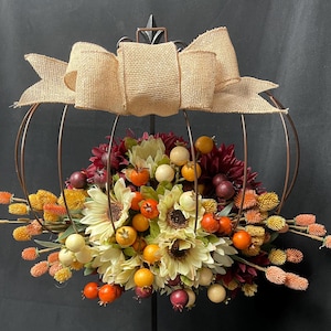 Wire Pumpkin Floral Wreath