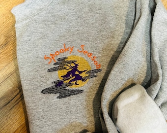 Spooky Season Adult Sweatshirt or hoodie  embroidered monogrammed adult or youth toddler winter fall super soft top pull over embroidery