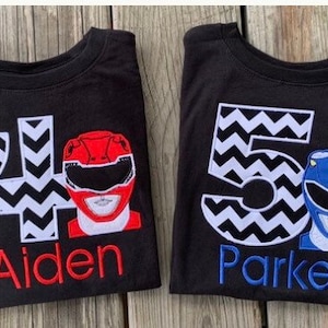 Birthday Shirt short sleeve tshirt Ranger black red blue ranger boy girl present gift south personalized monogrammed shirt number name