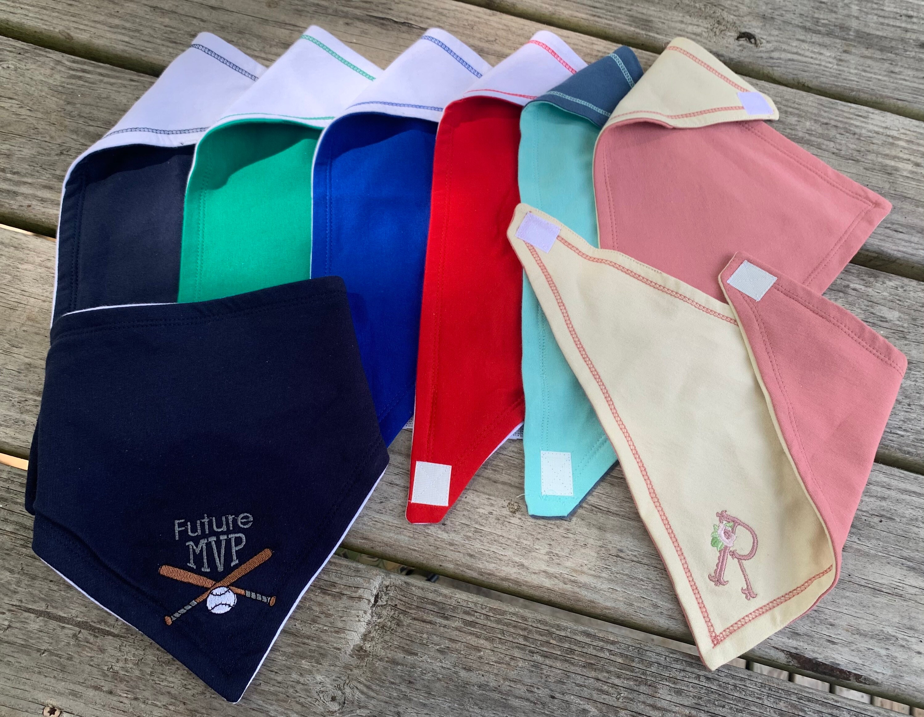 Bandana bib for baby monogrammed boy or girl gift south shower hospital burp clean terry eat cover up personalized embroidery