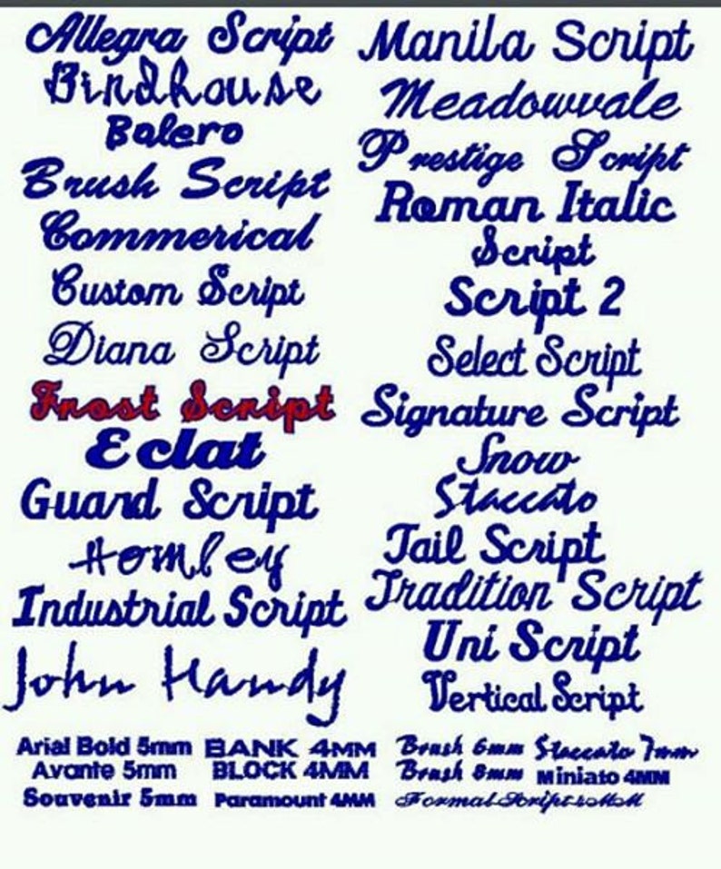 FONTS & THREAD COLORS -do Not Purchase This Listing - Etsy