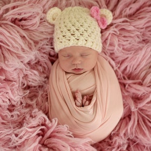 Baby Bear Beanie, Knit Bear Hat, Newborn Photo Prop, Baby Girl, Baby Boy, Hat with Ears, Knitted Animal Beanie