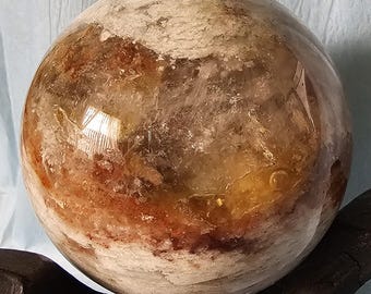 HUGE Lodolite Garden Crystal Ball, Thousand Layer Quartz, Geode Cavern 270mm, 830 gm, Planet Jupiter, Shamanic Stone Crystal, Polished Round
