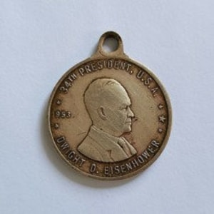Dwight D Eisenhower 1953 Brass Coin Pendant 34th President of the United States! Collectible Money Capitol Historical Presidential Souvenir!