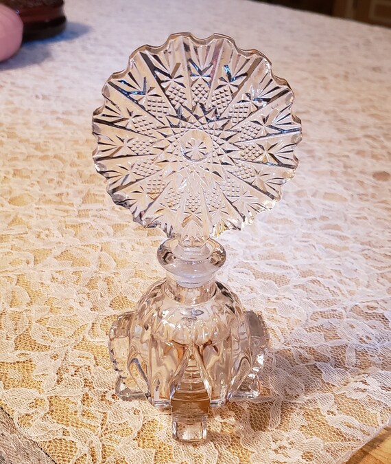 Vintage Czech Bohemia Parfum Decanter, Pressed Gla