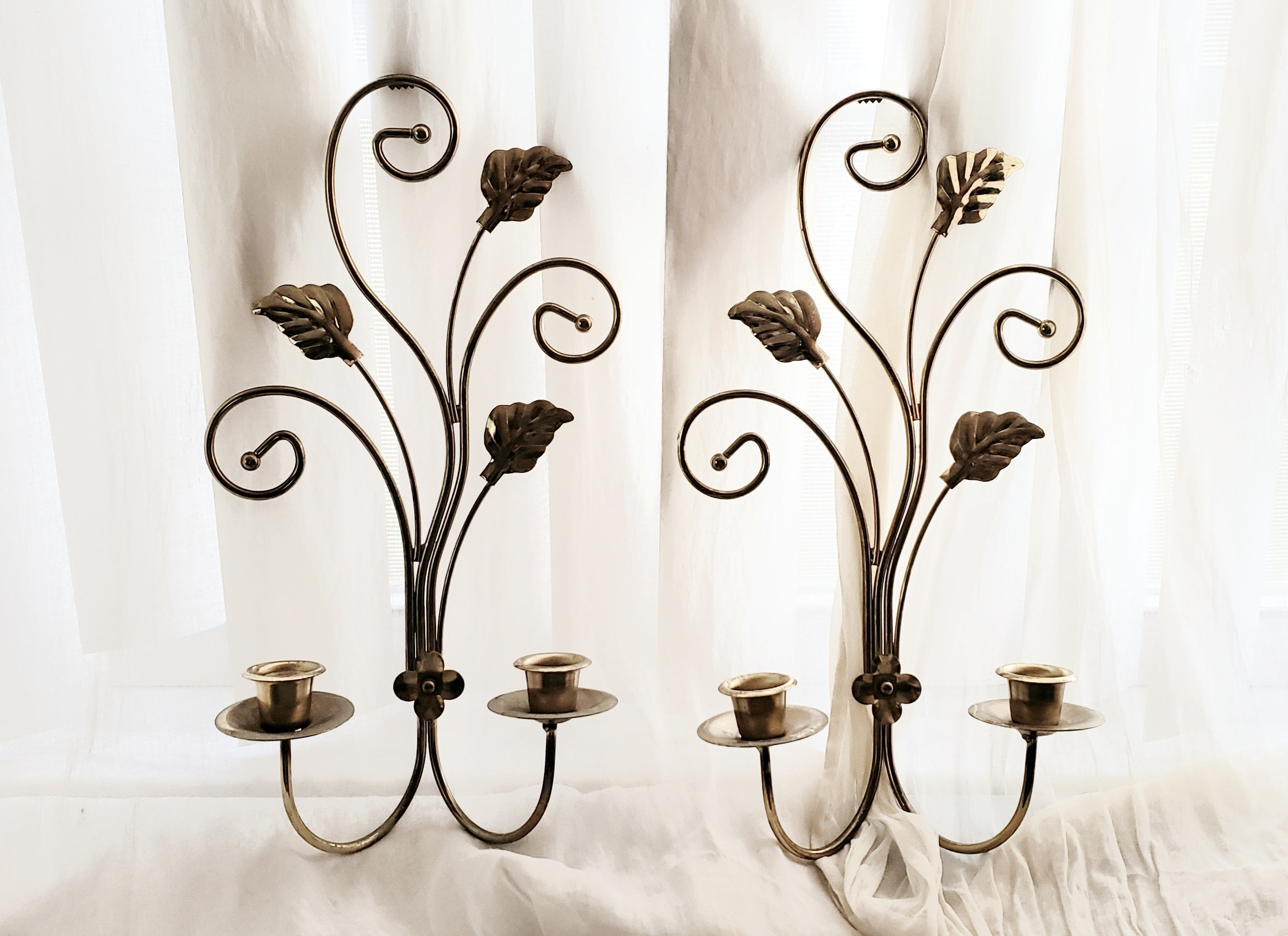 Mid Century Wall Sconces, Candle Holders, Gilt Wrought Metal, Hollywood  Regency - Etsy, image size:2696x1960