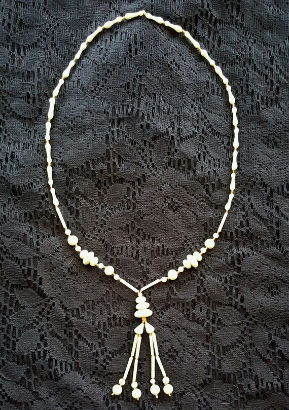 SALE! Vintage Jade Icy Jadeite lariat & Citrine N… - image 1