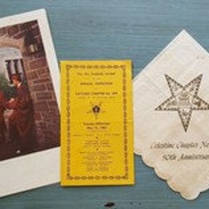 Cincinnati Masonic LOT of 3! Vintage 1957 Temple Brochure, 1962 Eastern Star and 1950 Anniversary Napkin! Collectible Fraternity Ephemera!