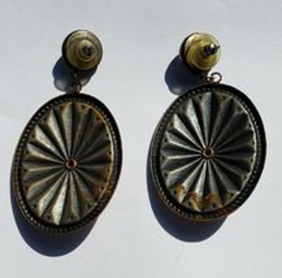 Vintage Concho Earrings, Southwest Pierced, Silve… - image 3