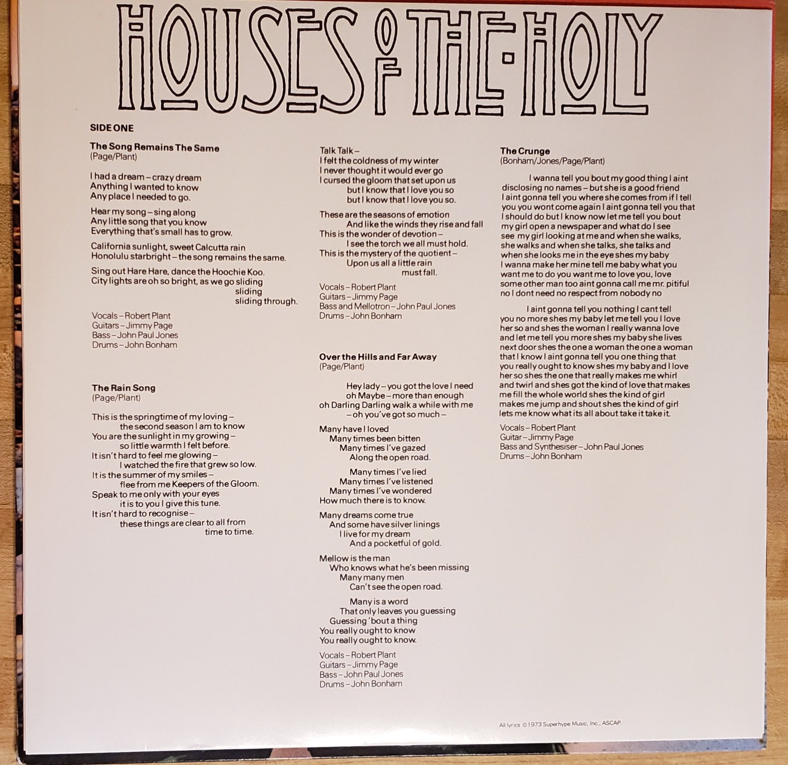 NM 1973 Led Zeppelin Houses of The Holy Vintage Vinyl Etsy