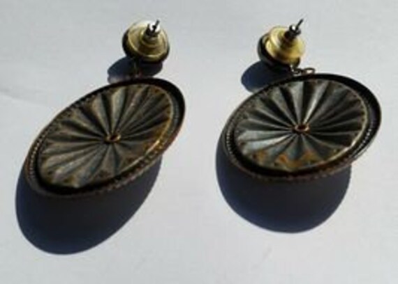 Vintage Concho Earrings, Southwest Pierced, Silve… - image 4