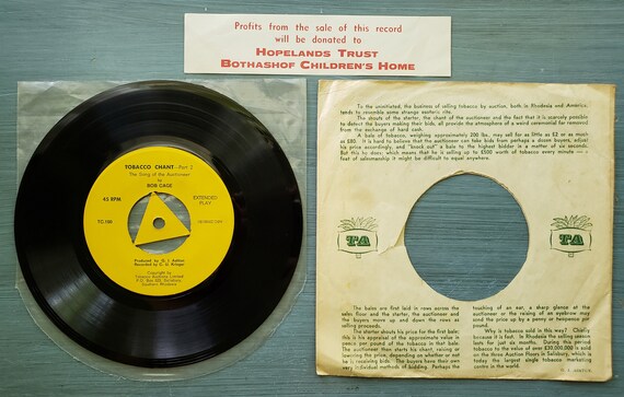 Bob Cage Tobacco Chant Vintage 45RPM Record 7