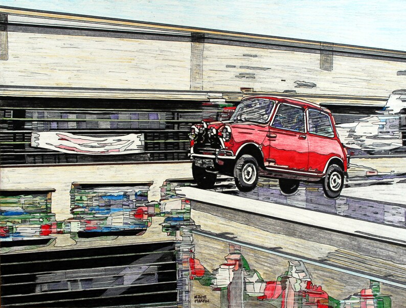 The Italian Job Film 1969 Classic Mini Cooper Drawing Etsy