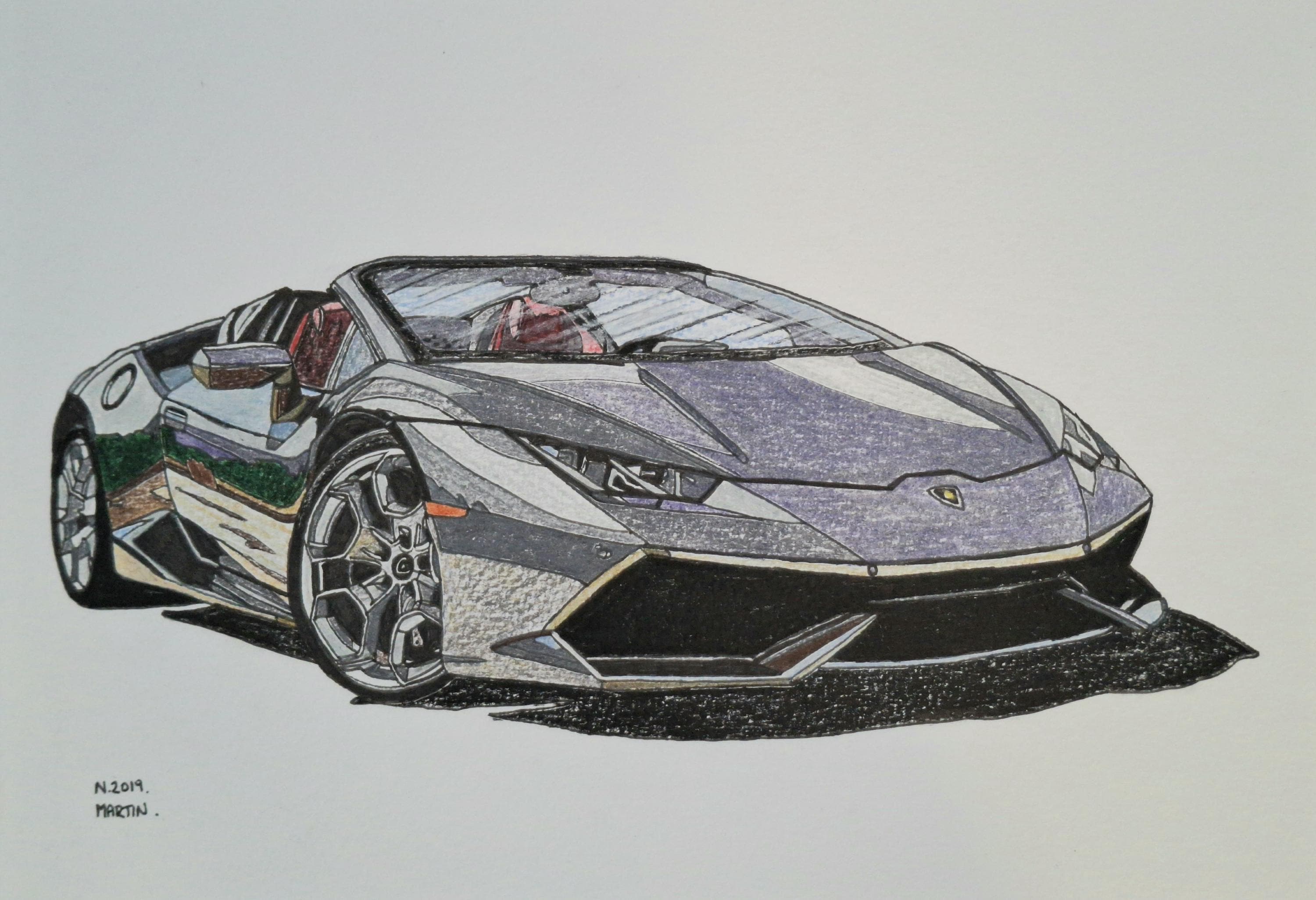 Lamborghini Huracan STO スケッチ ポスター Lamborghini Huracan STO Poster Automotive Home Decor Aesthetic Car