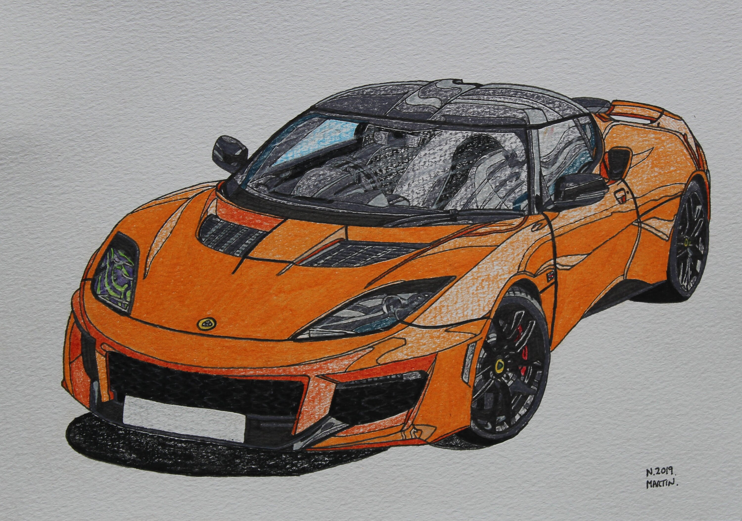 Lotus Evora drawing original A4 size handdrawn drawing not Etsy