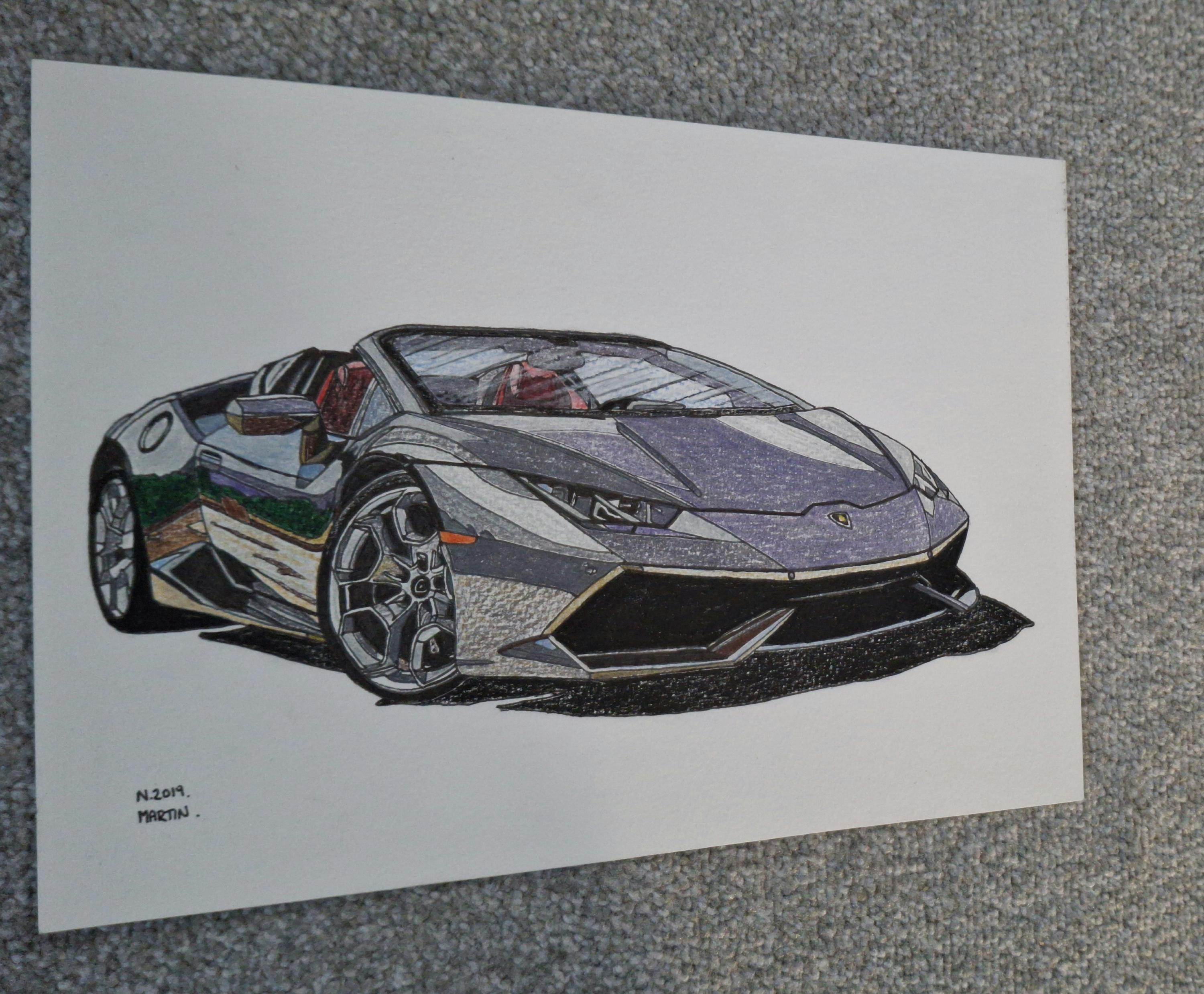 Lamborghini Huracan, Original Hand-drawn Drawing (not a Print) - Etsy