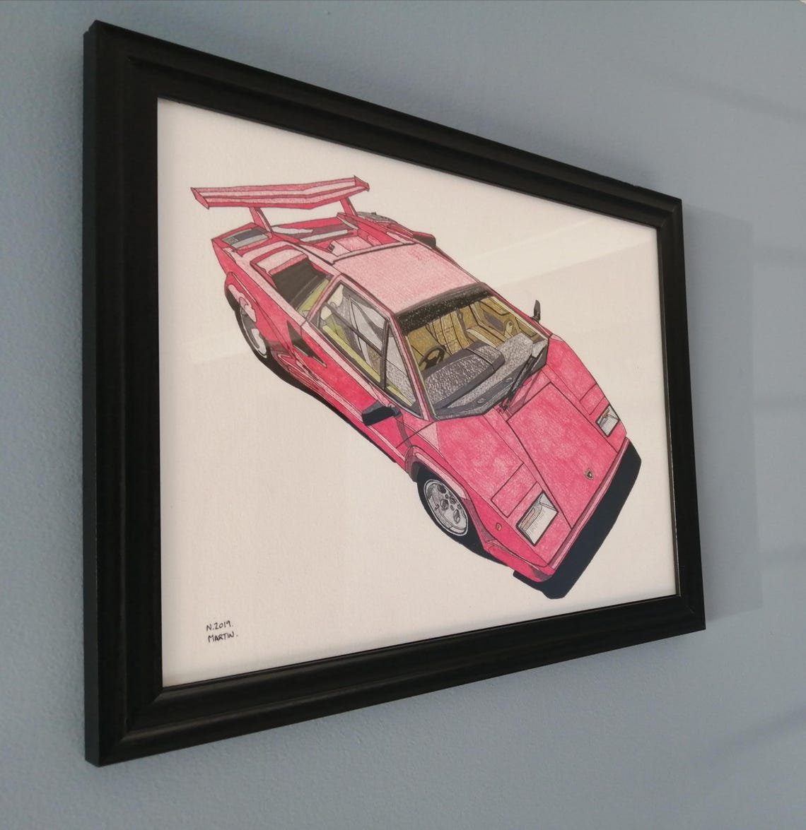 Lamborghini Countach Drawing, Original A3 Size Hand-drawn Drawing (not ...