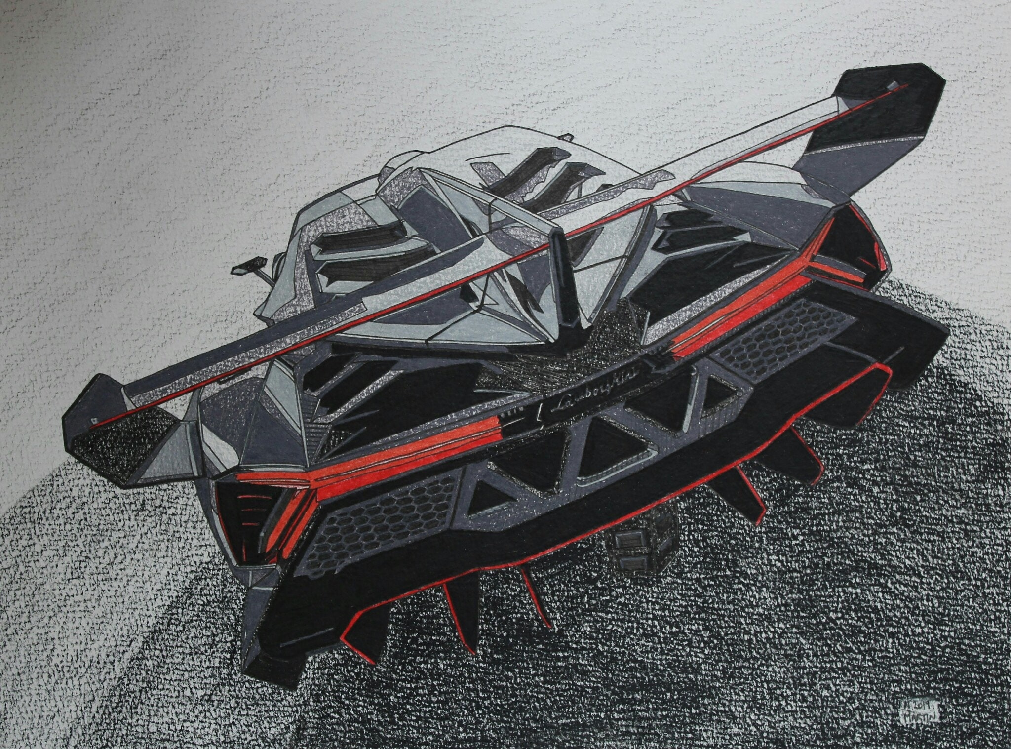 Dibujo Lamborghini Veneno Dibujo Original Dibujado A Mano Etsy