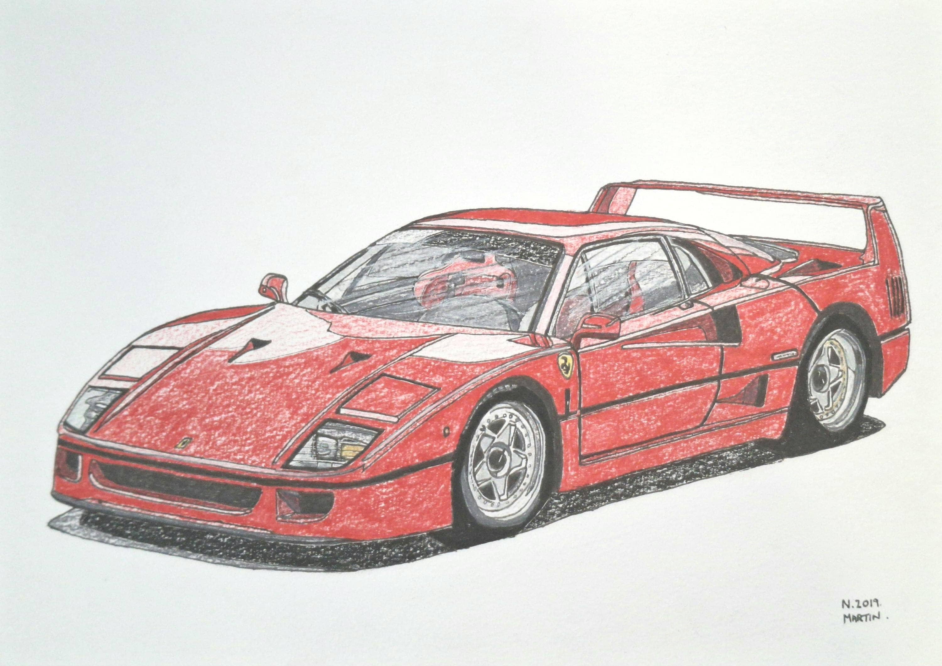 Ferrari F40 Art, Original Hand-drawn Drawing - Etsy